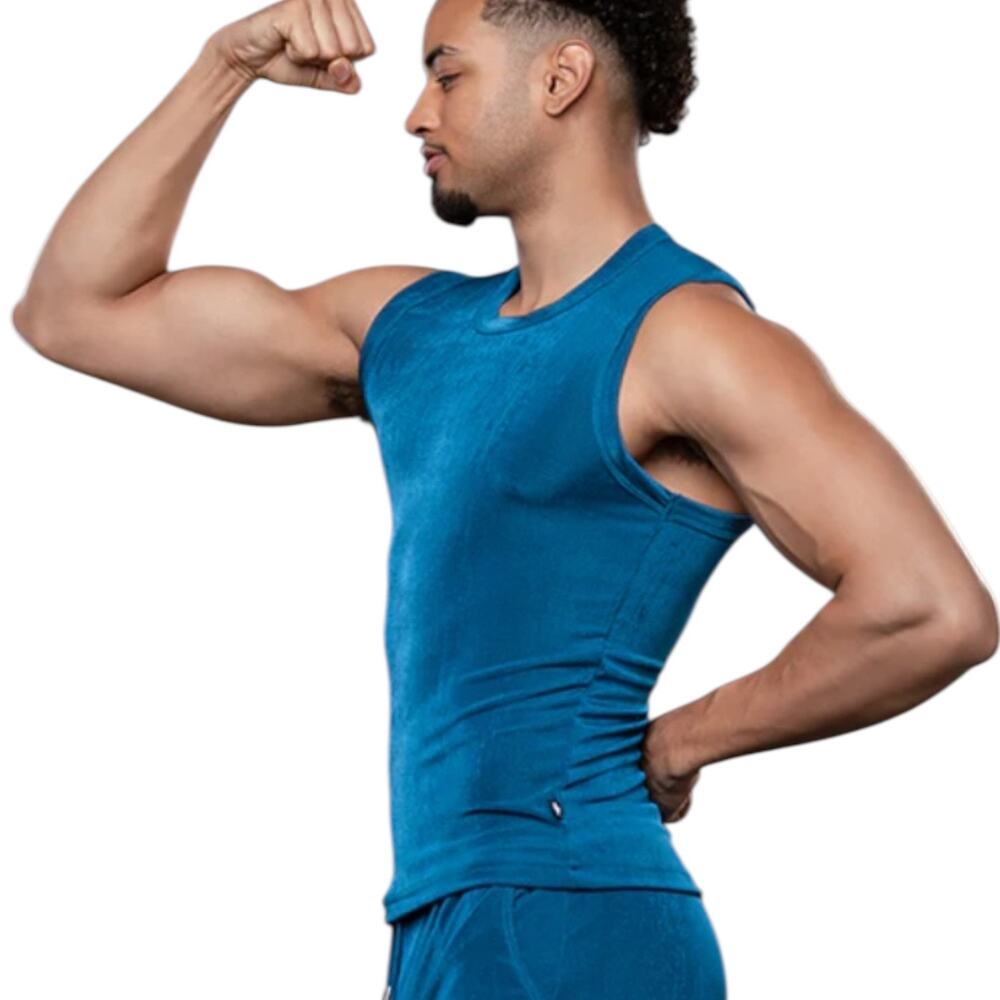 Andrew Christian Sensual Rib Muscle Tee Large Teal - Picture 6 of 7